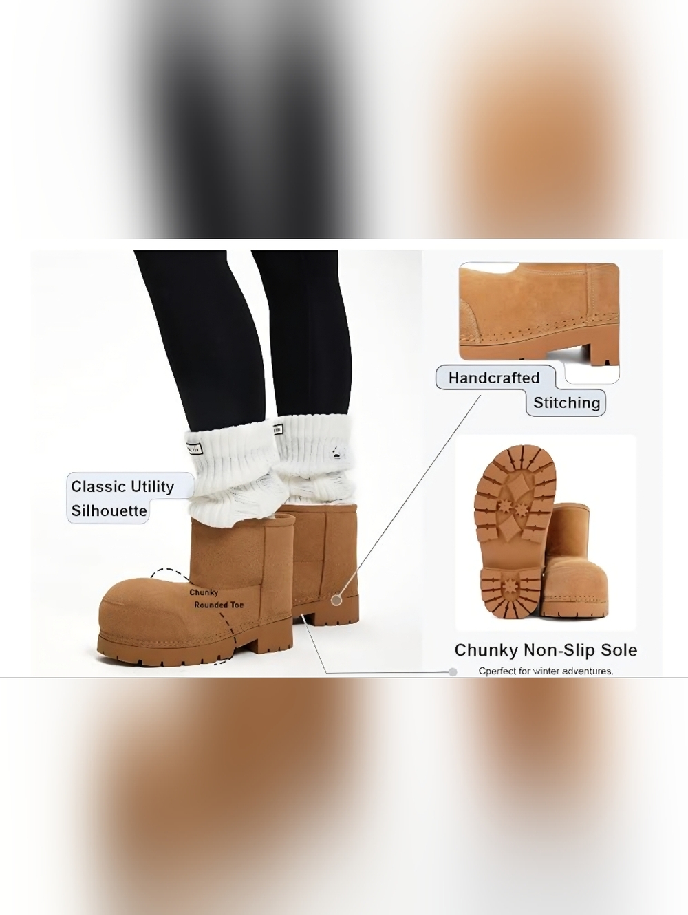 NWOT  Inspired Platform Mini Boots | Cozy Fur‎ Lined Chunky Boots - Picture 12 of 12